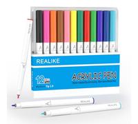 REALIKE Acrylic Paint Markers Pens for Fabric, Rock, Wood,Canvas, Paper, Stone, Ceramic, Glass and Art Supplies 1.0mm medium tips Gold Silver White Paint Marker Pen