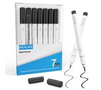 REALIKE Black Pens Compatible with Cricut Joy Xtra Calligraphy Glitter Gel style 7 pens in Variety of tips size 0.4 Fine Point Tip 1.0/2.0/2.5 Brush Tip for Drawing Coloring Writing Lettering