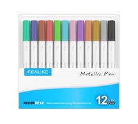 REALIKE Metallic Marker Pens Compatible with Cricut Joy pack set of 12 Pens 1.0 Medium Point Metallic Permanent Pens for Drawing Writing Calligraphy