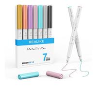 REALIKE Metallic Pens Compatible with Cricut Maker 3/4/Explore 3/Air 2/Air Metallic Marker 7 pens Medium Point 1.0 for Drawing Coloring Writing Lettering
