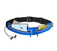 REALIKE Slim Running Bum Belt Waist Sport Pack bag with Double Zipper Pockets Pouch Funny Bag with Reflective Adjustable Strip Fit iPhone Xs Max, Xr, iPhone Xs, Samsung Note9, Galaxy S9-Blue