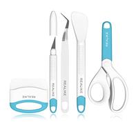 REALIKE Weeding Tools for Vinyl Crafting Basic Accessories Set Kit Compatible with Cricut Silhouette Weeding Scraper Spatula Tweezers Scissors Modeling Tools