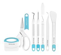 REALIKE Weeding Tools for Vinyl Crafting Basic Accessories Set Kit Compatible with Cricut Silhouette Weeding Scraper Spatula Tweezers Scissors Modeling Tools