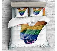 REALIN Fairy Dyke Gay Faggot Duvet Cover Set Queer Rainbow Bedding Bed Sets 3/4PCS Quilt Covers/Sheets/Pillow Shams,Single/Double/King Size (A,King-220×230cm-3PCS)