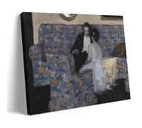 Realism Art Print 1917 Options by Dean Cornwell - Vintage Couple on Patterned Sofa Wall Decor Wall Art Bedroom Prints Home Decor Hanging Picture Canvas Paintings Frame 20x30inch(50x75cm)