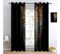 Realism Blackout Curtains for Living Room 117 x 183 cm, Eyelet Curtains for Bedroom Animal Leopard Photography Thermal Insulated Window Drapes Panels 2 Panels