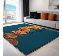 Realism Rugs Living Room 80 x 150 cm, Non-Slip Washable Area Rug Portrait Of An African Girl Short Pile Carpet for Dining Room Kitchen Office Non Shedding Easy to Clean Carpet
