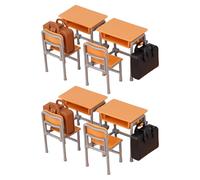 Realistic 1/12 Dollhouses School Accessories Set Includes Desk Chairs Backpacks Classroom Scene Decors Miniature Classroom Furniture Set