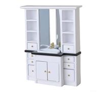 Realistic 1:12 Miniature Bathroom Vanity with Mirror and Cabinet Doors for Authentic Dollhouse Interior Design Projects