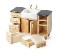 Realistic 1/12 Scale Dollhouses Bathroom Sink Cabinet Model Hand Washing Sink For Imaginative Play And Interiors Designs Miniature Furniture