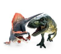 Realistic 15" Large Tyrannosaurus Rex & Spinosaurus Dinosaur Action Figures with Movable Jaws - Gift for Birthdays, Collectibles, Cake Toppers, Party Decor & Room Decor for Kids Ages 3-12 (2PCS)