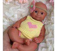 Realistic 20inch/50cm Full Body Silicone Baby Doll,Open Eyes Smiling Girl,Dark Skin Silicone Reborn Doll, for Elderly & Kids