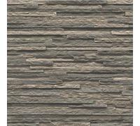Exclusive New Realistic 3D Vintage Brick Effect Rustic Stone Grey Textured Wallpaper (Stone Strips Beige AL1040)