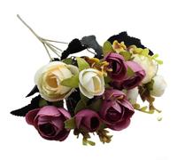 Realistic 5 Fork Silk Camellia Floral Arrangement with Pearl Buds for Living Room Bedroom Office Decoration Long Lasting Fake Flowers 30cm Height(Bean Paste Color)