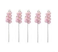 Realistic 5-Pack Artificial Phalaenopsis Orchid Stems with Bendable Design for Elegant Home Decor and Long-Lasting Floral Display without Maintenance (pink)