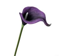 Realistic 5pcs Calla Lily Bouquets for Home Decor Stunning Artificial Flowers for Weddings and Special Occasions (Deep purple)
