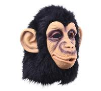 Realistic Adult Monkey Costume Cosplay Outfit Chimp Mask | Headgear Latex Monkey Mask Halloween Monkey Mask Jungle Beast Costume Black Chimp Helmet