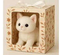 Realistic Ai Robotic Kitten Toys, Cat Toy - Brings Endless Joy and Warmth, Interactive Plush Cat Robot for Adults Moves Like a Real, Walks, Meows, and Wags Its Tail Flower Box - White Cat
