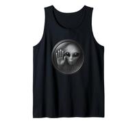 Realistic Alien Face Behind Glass Sci Fi Extraterrestrial Tank Top