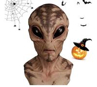 Realistic Alien Face Masque - Detailed Skull Skeleton Masks, Full Coverage Realistic Visage | Men Frightening Halloween Disguises Gear, Eerie Space Monsteres Headpiece, Haunted Party Costume Accessory