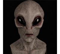 Realistic Alien Mask, Halloween Costume Accessory for Adults Kids, Latex Horror Headgear for Cosplay Parties Dress Up Role Play (A)