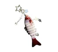 Realistic Articulating Fish Keychain, Flexible Articulating Fishing Holder Accessory Realistic Fish Keychain for Fisherman Outdoor Enthusiasts, フリーサイズ