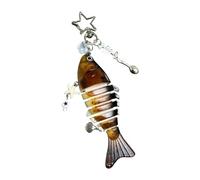 Realistic Articulating Fish Keychain Flexible Multi Joint Fishing Holder Accessories Fisherman Outdoor Enthusiast Ocean Fish Key Ring, フリーサイズ