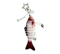 Realistic Articulating Fish Keychain Flexible Multi Joint Fishing Holder Accessories Fisherman Outdoor Enthusiast Ocean Fish Key Ring, フリーサイズ