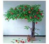 Realistic Artificial Apple Tree, Floor-Standing Fake Fruit Trees Ornament, Highly Simulation Green Plant, for Home, Office, Shop Decoration and Landscaping(5m)