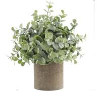 Realistic Artificial Eucalyptus Bonsai in Pot Fake Money Tree Plant with Detailed Leaves Sturdy Plastic Faux Greenery for Living Room Bedroom Office Decor Low Maintenance Houseplant(A)