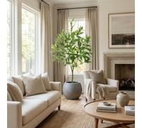 Realistic Artificial Eucalyptus Tree 4FT - Faux Silk Leaves - Indoor & Outdoor Decorative Fake Plant - Home, Office, Living Room, Porch Décor - 48 Inches High, Alien Specification