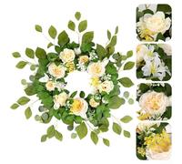 Realistic Artificial Flower Wreath Set - Rose, Peony, Sunflower & Eucalyptus For Home Décor, Wedding Display, 65X65 Cm(Sparkling Wine)