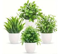 Realistic Artificial Lavender Plants 4 Pack with Plastic Pots for Indoor Outdoor Decor Living Room Bedroom Bathroom Use (White)