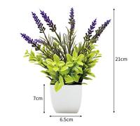 Realistic Artificial Lavender Potted Plant - Mini Faux Flower For Indoor Home & Office Decor, 21Cm