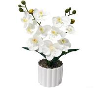 Realistic Artificial Orchid Potted Plant, 30cm Home Decor White | Soft Film Material, 10 Vibrant Blooms, No Watering Needed, for ideal For Home Office Wedding Decor