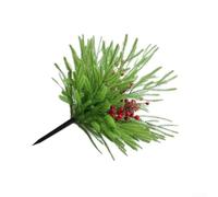 Realistic Artificial Pine Branch 65cm With Berries & Cones | Weather-resistant Plastic, Flexible Wire Stems, Includes Ground Spike, for ideal For Indoor Vases And Outdoor Garden Decor