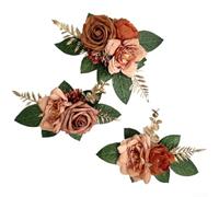 Realistic Artificial Rose and Eucalyptus Flower Set for Cake Decorating and Party Floral Arrangements (orange)
