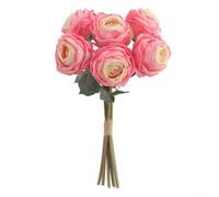 Realistic Artificial Roses Silk Flower Bouquet for Weddings, Home Gardens, and DIY Craft Projects (Deep powder)