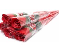 Realistic Artificial Scented Rose Stem - Single Faux Plastic Flower for Valentine’s Day, Table Centrepieces, Home&Office Décor, Romantic Gifts - Long Lasting Scent Flower Decoration,6 Pcs(Red)