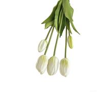 Realistic Artificial Tulip Flowers Made with PE Plastic for Decorating For Home, Garden and Offices (White)