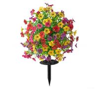 Realistic Artificial Violet Eucalyptus Silk Flower Bouquet with Disc Handmade Faux Floral Arrangement for Wedding Outdoor Indoor Garden Decor UV Resistant 56x40cm(1)