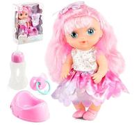 Realistic Baby Doll Girl 12" With Big Eyes & Lifelike Functions - Water Bottle, Doll Potty, Dummy - Drinking & Wet Features - Dolls For Girls & Doll Accessories