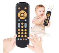 Realistic Baby Infant Silicon Tv Remote Control Toy with Music and Light for Toddlers, Early Education with Numbers and Multi Languages for Boys and Girls (Black)