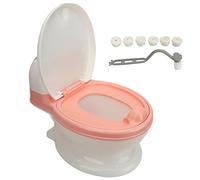 Realistic Baby Toilet, Realistic Potty Training Toilet Non-Slip Safe Multifunctional for Bedroom (Pinky White)