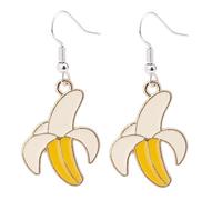 Realistic Banana Dangle Earrings for Women, Alloy Banana Themed Charms Drop Earrings Cute Weird Fruit Ear Jewelry for Party Wedding Special Occasions Stuff Accessories Merch