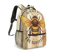 Realistic Bee 16 Inch All Over Print Backpack for Kids Retro Illustration Vintage Always Bee Grateful School Bag (03)