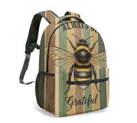 Realistic Bee 16 Inch All Over Print Backpack for Kids Retro Illustration Vintage Always Bee Grateful School Bag (01)