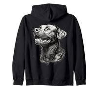 Realistic Black Labrador Dog Sketch Art Zip Hoodie