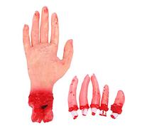Realistic Bloody Body Parts Fake Hand Finger Human Organs Scary Severed Hands Fingers Horror Halloween Scary Props Tricky Toys for Haunted House Vampire Zombie Fancy Dress Party Outdoor Prop Decor