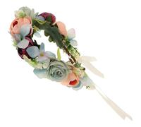 Realistic Blue Rose Garland Flower Headband for Brides and Photoshoots | Fabric Simulation Blooms, Lightweight Comfortable Wear, Wedding and Christmas Holiday Use, One Piece